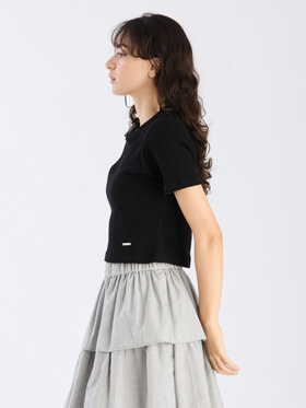 To b. by agnès b. 【Outlet】ワッフル コンパクト 半袖 Tシャツ ブラック