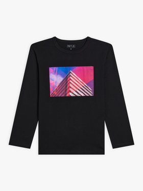 FEMME ウィメンズ コットン プリント 長袖 アーティスト Tシャツ ”Gouh” ブラック