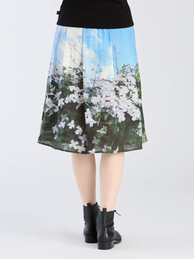 FEMME ウィメンズ フォトプリント リネン フレアスカート "Seringat" マルチ