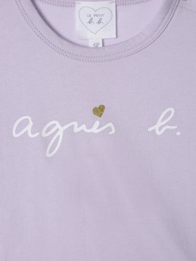 ENFANT ベビー ベビー ロゴ ハート プリント コットン 長袖 Tシャツ パープル系その他