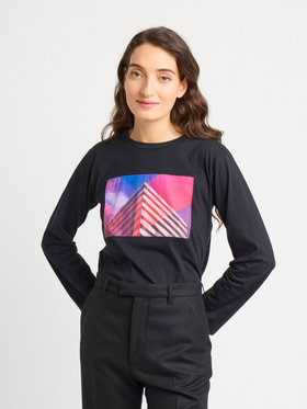 FEMME ウィメンズ コットン プリント 長袖 アーティスト Tシャツ ”Gouh” ブラック