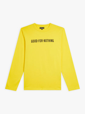 FEMME ウィメンズ メッセージ プリント コットン 長袖 Tシャツ ”Good-for-nothing” イエロー系その他