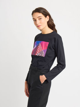 FEMME ウィメンズ コットン プリント 長袖 アーティスト Tシャツ ”Gouh” ブラック