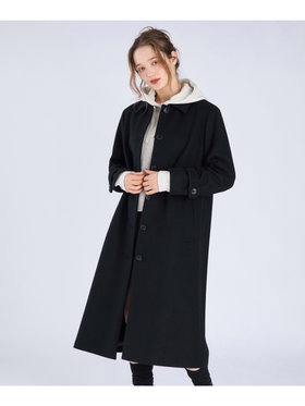 To b. by agnès b. ラムウールロングコート ブラック