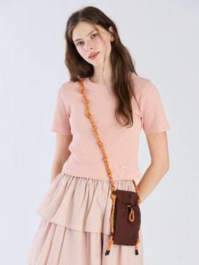 To b. by agnès b. 【Outlet】ワッフル コンパクト 半袖 Tシャツ ピンク