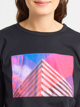 FEMME ウィメンズ コットン プリント 長袖 アーティスト Tシャツ ”Gouh” ブラック