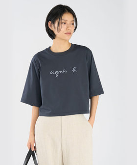 FEMME ウィメンズ ロゴ コットン 5分袖 Tシャツ "Yoko" グレー