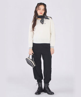 To b. by agnès b. スター 刺繍 ライン コットン 長袖 ニット プルオーバー ホワイト