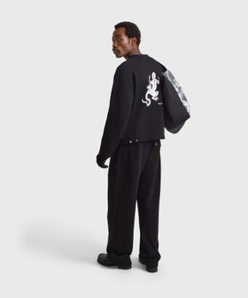 HOMME メンズ メンズ  アイコニック プリント オーガニックコットン 長袖 カーディガン "Lezard" ブラック