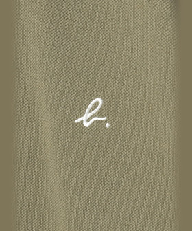 HOMME メンズ メンズ "b."ロゴ 刺繍 コットン 半袖 ポロシャツ "Brazilia" グリーン系その他