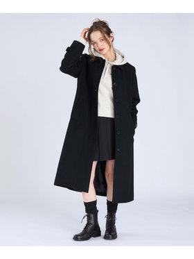 To b. by agnès b. ラムウールロングコート ブラック