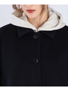 To b. by agnès b. ラムウールロングコート ブラック