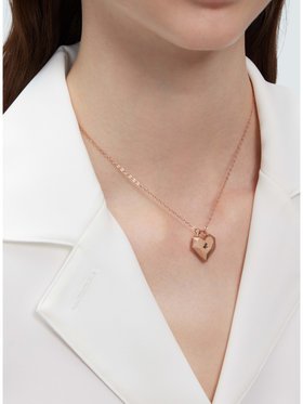 FEMME ウィメンズ ハート ネックレス ”Carving of love” ピンクベージュ