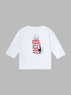 ENFANT ベビー ベビー バックプリント コットン トップス ”bb. avec doudou” ホワイト