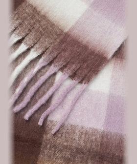 To b. by agnès b. ブロックチェック マフラー ブラウン