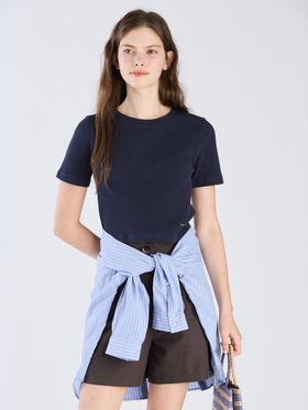 To b. by agnès b. 【Outlet】ワッフル コンパクト 半袖 Tシャツ ネイビー