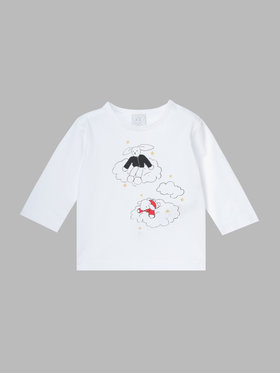 ENFANT ベビー ベビー プリント コットン 長袖 トップス ”Doudou nuages” ホワイト