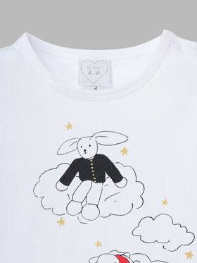 ENFANT ベビー ベビー プリント コットン 長袖 トップス ”Doudou nuages” ホワイト
