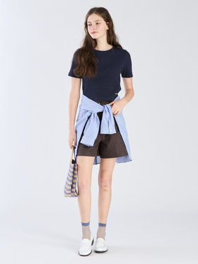 To b. by agnès b. 【Outlet】ワッフル コンパクト 半袖 Tシャツ ネイビー