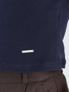 To b. by agnès b. 【Outlet】ワッフル コンパクト 半袖 Tシャツ ネイビー