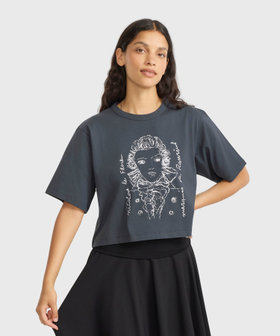 FEMME ウィメンズ イラスト オーガニックコットン 半袖 Tシャツ B. STYLE COURT グレー