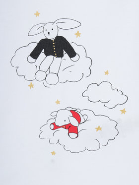 ENFANT ベビー ベビー プリント コットン 長袖 トップス ”Doudou nuages” ホワイト