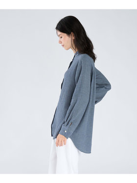 FEMME ウィメンズ コットン オフィサーカラー 長袖 チュニック グレー系その他