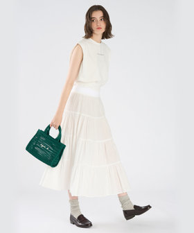 To b. by agnès b. ロゴ コットン フレンチスリーブ トップス ホワイト