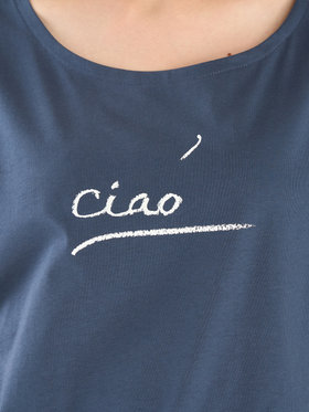 FEMME ウィメンズ メッセージプリント コットン 半袖 Tシャツ "Ciao" ブルー系その他