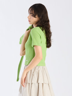 To b. by agnès b. 【Outlet】ワッフル コンパクト 半袖 Tシャツ グリーン