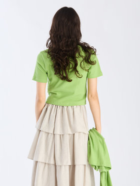 To b. by agnès b. 【Outlet】ワッフル コンパクト 半袖 Tシャツ グリーン