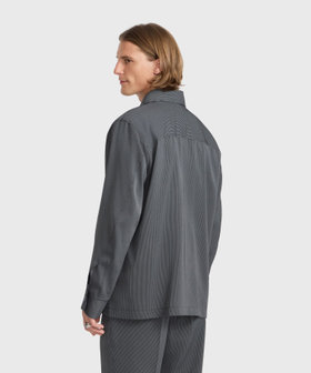 HOMME メンズ メンズ ストライプ 長袖 オーバーシャツ グレー