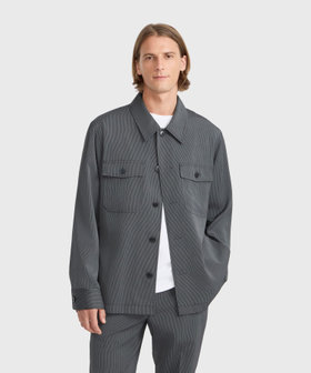 HOMME メンズ メンズ ストライプ 長袖 オーバーシャツ グレー