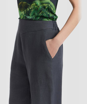 FEMME ウィメンズ リネン ワイド パンツ グレー