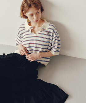 To b. by agnès b. To b. by agnes b.× green label relaxing ロゴ刺繍 コットン ニットポロ ホワイト系