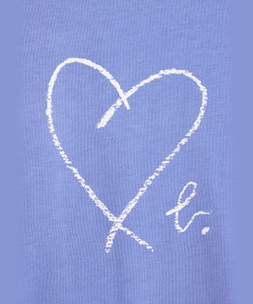 FEMME ウィメンズ "b."ロゴ ハート プリント コットン 半袖 Tシャツ "Brando" ブルー