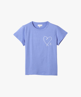 FEMME ウィメンズ "b."ロゴ ハート プリント コットン 半袖 Tシャツ "Brando" ブルー