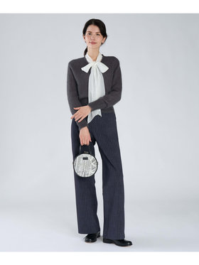 FEMME ウィメンズ コットン 長袖 ボウタイ ブラウス ホワイト