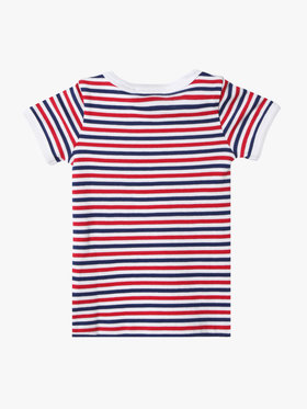 ENFANT ベビー ベビー "b."ロゴ 刺繍 トリコロールボーダー コットン 半袖 Tシャツ ネイビー