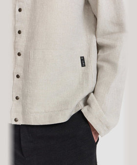 HOMME メンズ メンズ リネン 長袖 シャツ カーディガン グレー