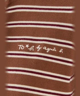 To b. by agnès b. To b. by agnes b.× green label relaxing ロゴ刺繍 コットン マルチボーダー ニットカーディガン ブラウン