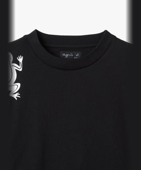 FEMME ウィメンズ アイコニック プリント コットン 5分袖 Tシャツ "Lezard" ブラック