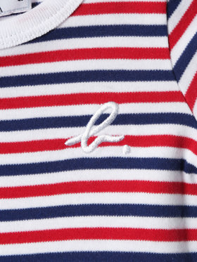 ENFANT ベビー ベビー "b."ロゴ 刺繍 トリコロールボーダー コットン 半袖 Tシャツ ネイビー