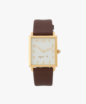 HOMME メンズ メンズ ブラウン レザー スクエア ウォッチ "Marcello" ダークブラウン