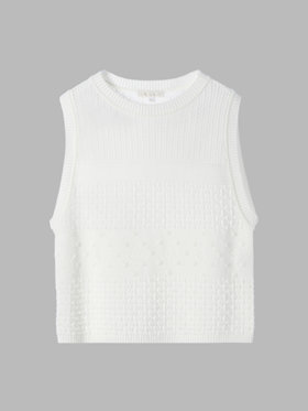 To b. by agnès b. 【Outlet】コットン オープンワーク ニット プルオーバー オフホワイト