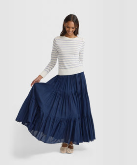 コットンガーゼ調 ロング ティアードスカート 