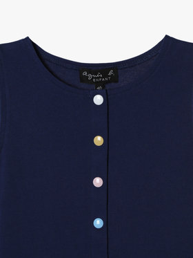 ENFANT ガールズ キッズ マルチカラー コットン ノースリーブ ワンピース "Barbie" ネイビー