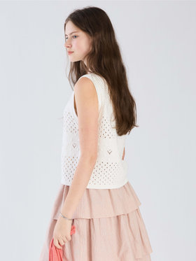 To b. by agnès b. 【Outlet】コットン オープンワーク ニット プルオーバー オフホワイト