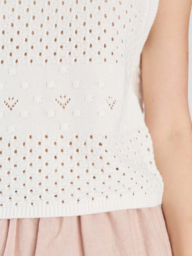 To b. by agnès b. 【Outlet】コットン オープンワーク ニット プルオーバー オフホワイト