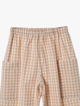 ENFANT ユニセックス キッズ ギンガムチェック コットン フルレングス パンツ "Poches" ブラウン系その他